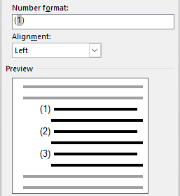 Number format custom example in Word